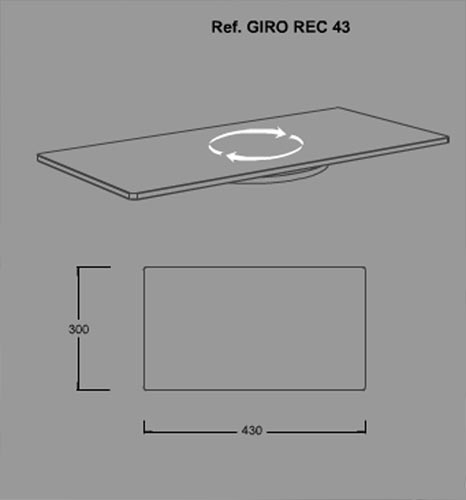 GIROREC43 Soporte rectangular de cristal giratorio para pantallas TV. Color NEGRO 