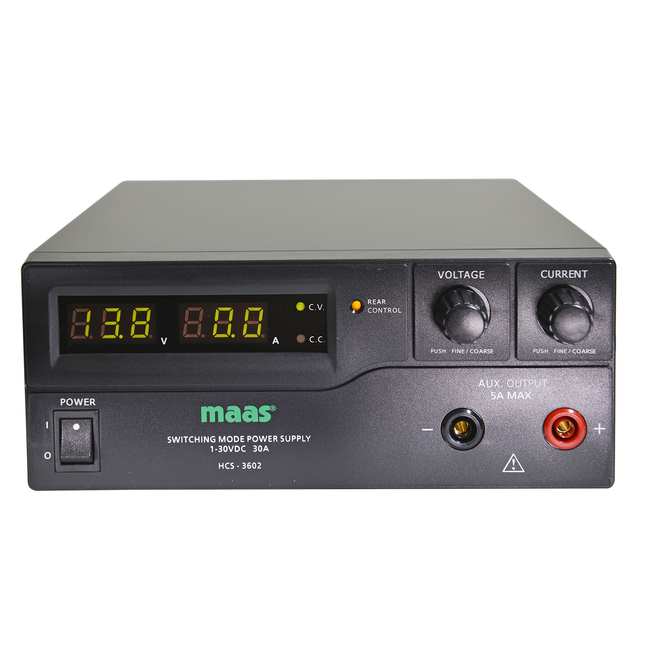 HCS3602 MAAS Fuente Alimentación regulable 1-30 volts y regulable de 0-30 Amp.