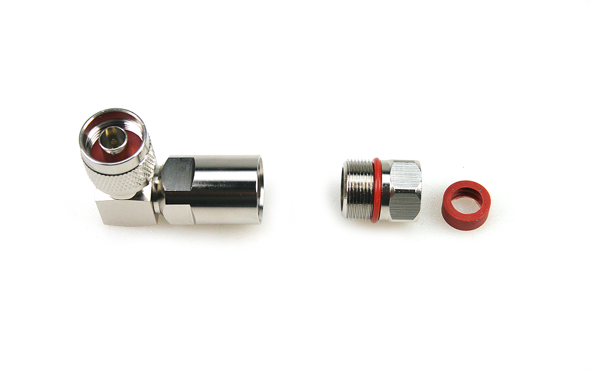 CON4263 Conector N Macho acodado para cable 1/2 pulgada Superflexible 