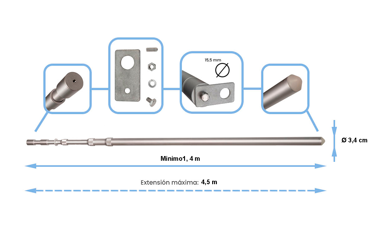 DIAMOND DAP-450 Mástil telescópico de aluminio longitud 4,5 extendido