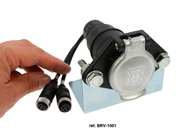 BRV 1001 CONECTOR CON SOPORTE ESPECIAL PARA REMOLQUES Y DOS CABLES CONEXION A CAMARAS 