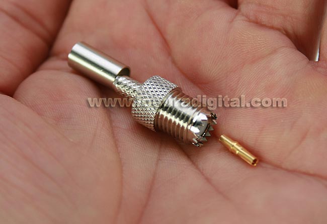 MINI UHF conector fêmea CON1443 aera crimpagem RG-58