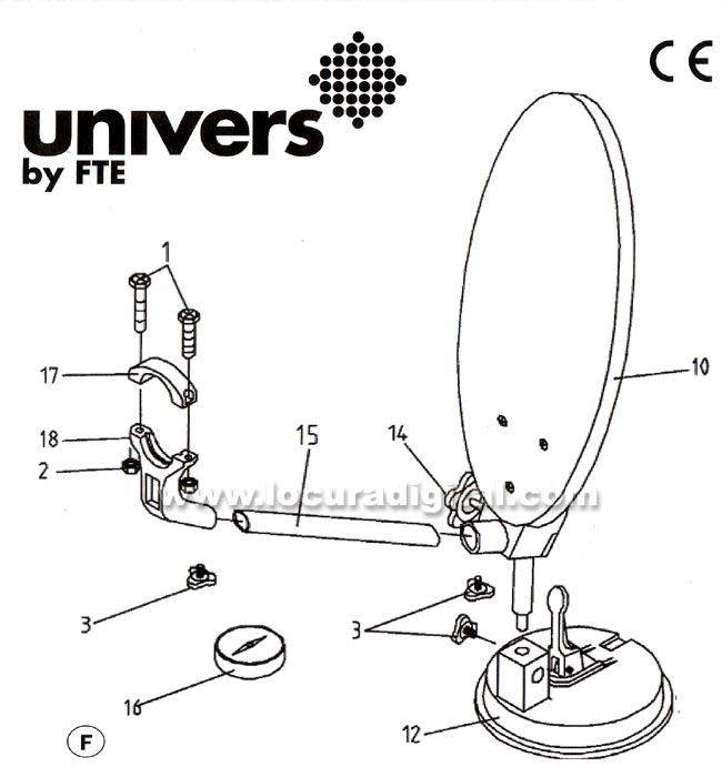 KIT CAMPING ANTENA PARABOLICA CON VENTOSA RECEPTOR SATELITE FTE 5 METETROS CABLE