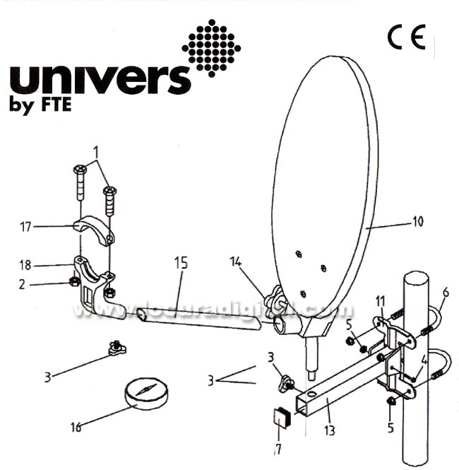 KIT CAMPING ANTENA PARABOLICA CON VENTOSA RECEPTOR SATELITE FTE 5 METETROS CABLE