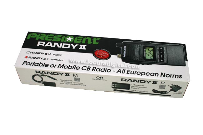RANDYIIP PRESIDENT RANDY II Portatil AM/ FM walkie CB 27 Mhz. Bateria Litio 2100 mAh