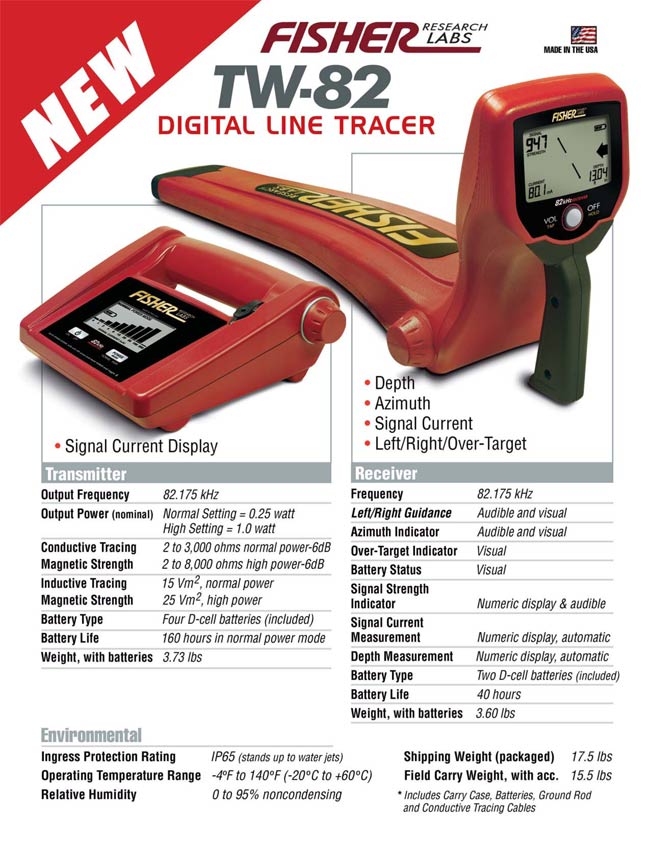 Fisher TW82 DETECTOR DE LINEAS DE ALTA FRECUENCIAS, TUBOS Y CABLES