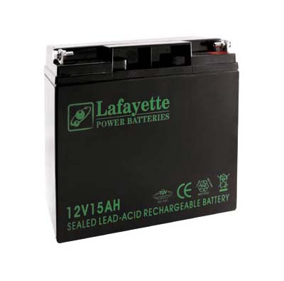 BATERIA DE PLOMO RECARGABLE Lafayette Power VOLTAGE 12V. Capacidad 15 amperios. Terminal: T3