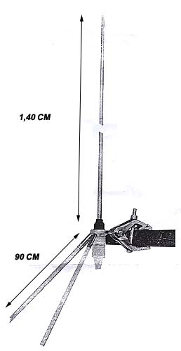 UNIVERSAL SERIAL SIRTEL Balconera 2A CB 27 Mhz. 1.40 meters. easy installation