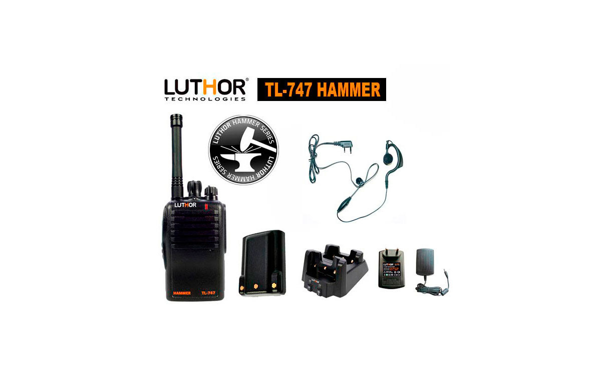 LUTHOR TL-747 HAMMER Walkie 16 CANALES PMR 446 MHZ. Proteccion al agua IP-65 