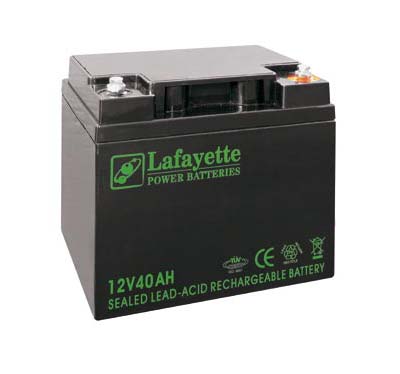 SW-12 400 Lafayette RECHARGEABLE LEAD BATTERY VOLTAGE 12V Power. Capacity 40 amps. Terminal: T16