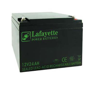 SW-12 240 Lafayette RECHARGEABLE LEAD BATTERY VOLTAGE 12V Power. Capacity 24 amps. Terminal: T4