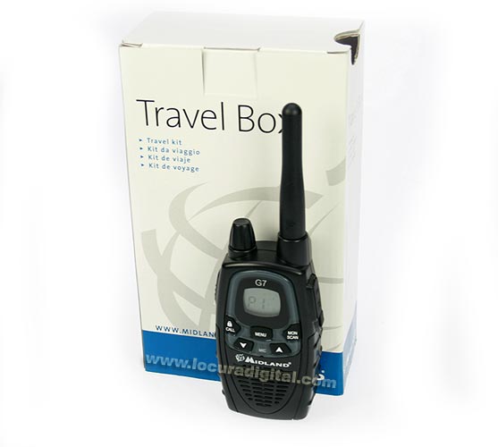 ALAN MIDLAND TRAVEL BOX G7E XT. Kit consists: 1 walkie   belt clip   wall charger   1 battery   earpiece earplug. ! NEW MODEL!