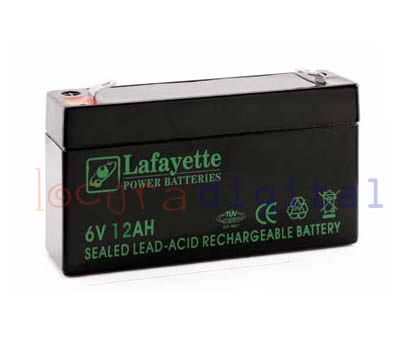 SW6120 LEAD RECHARGEABLE BATTERY VOLTAGE Lafayette 6 V. Power Capacity 12 amps. Terminal: T1