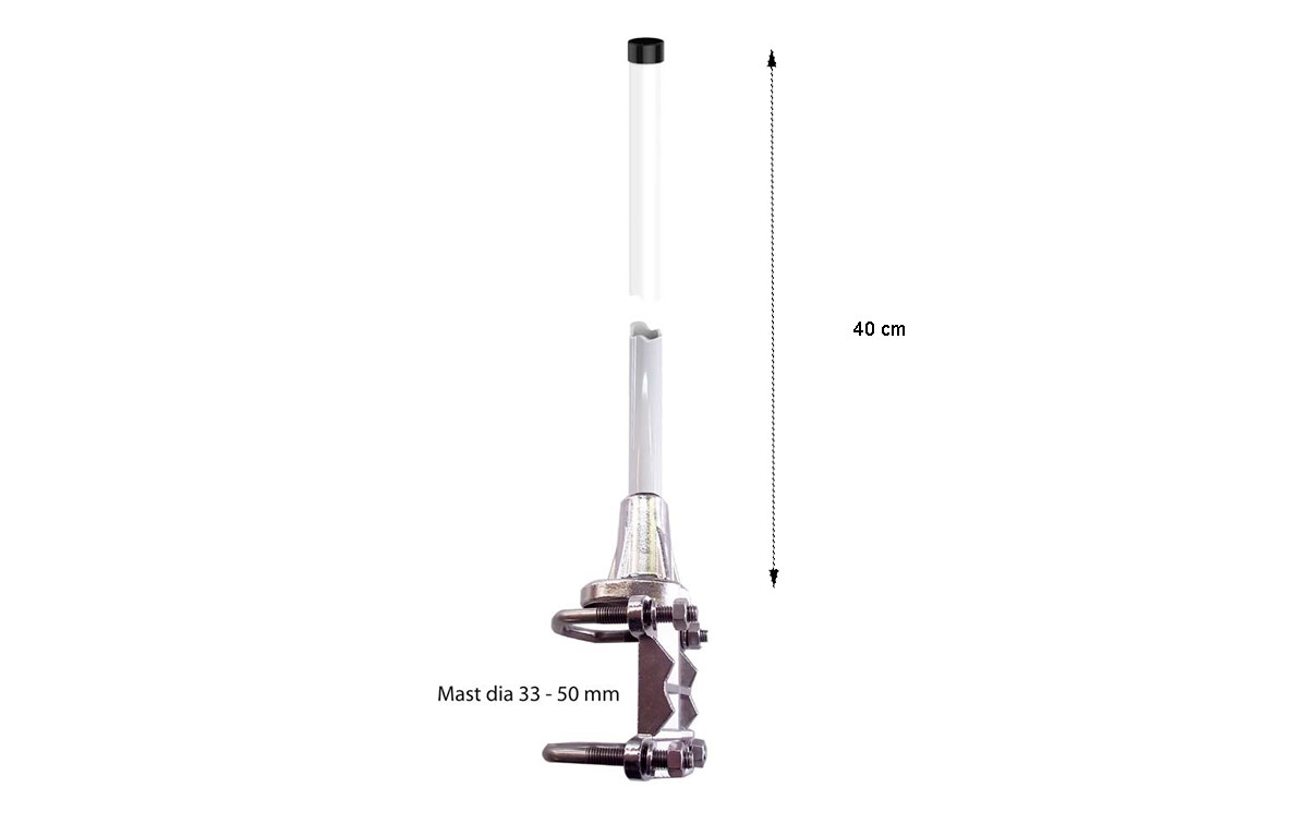 BANTEN14391 Antena dipolo vertical 746-960 Mhz fibra 40 cm. Es una antena omnidireccional dipolo vertical profesional de alta ganacia para frecuencias 4G LTE, RFI, sistema SIGFOX e IoT (Internet of Things)