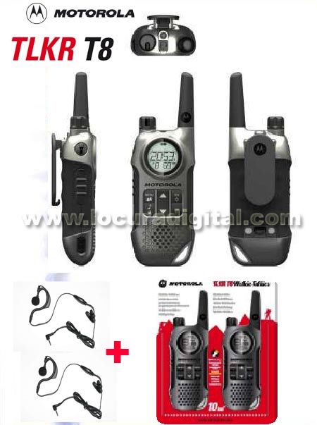 MOTOROLA TLKR T8, new model. WALKIE FREE USE, FREE USE WALKIE. ! NEW MODEL!. These small colorful radios are the essential accessory to make the most of everyday activities. Compatible Talkabout (T5022, T5412, T5422, T5522, T5532, T5622) and all models of PMR walkie free use.