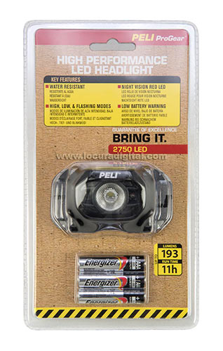 PELI 2750 LINTERNA PELI FRONTAL LED Lumens 193 carcasa color NEGRA