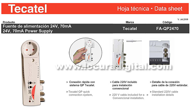 TECATEL AMPIN24AVU amplificateur interne VHF - UHF 2 sorties