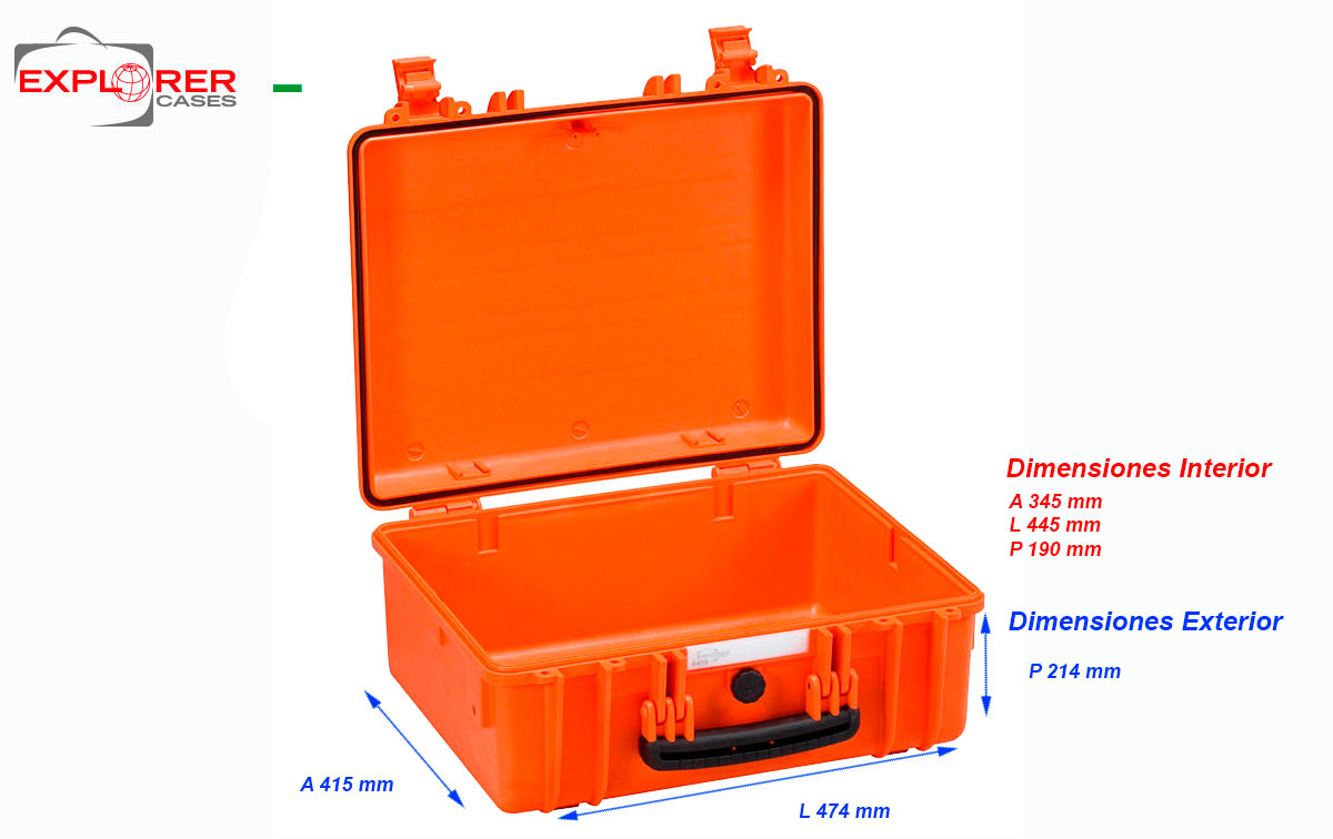 Maleta Explorer naranja sin espuma Int L 445 x A 345 x P190 mm