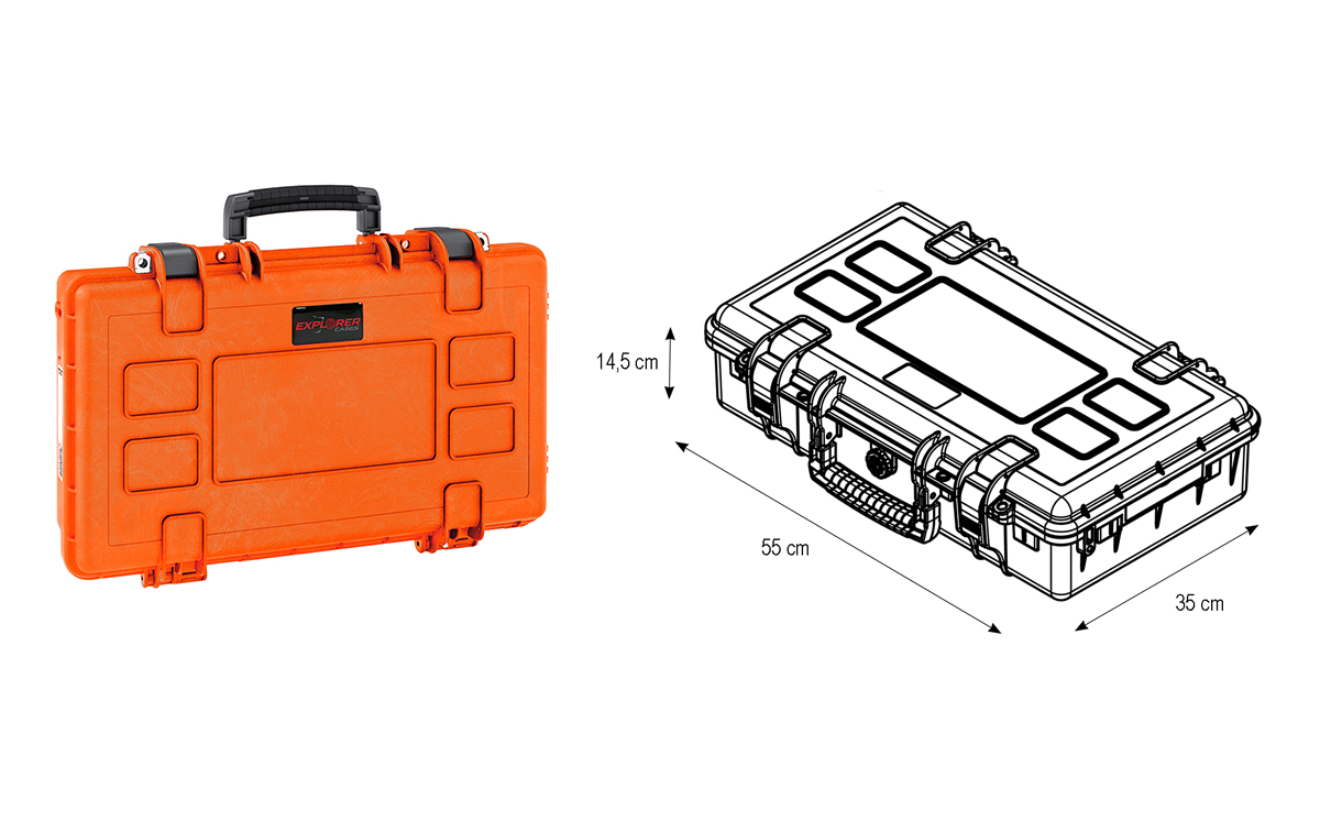 5212HL-O Explorer Cases Color Naranja con espuma 55 X 14,5 X 35 CM