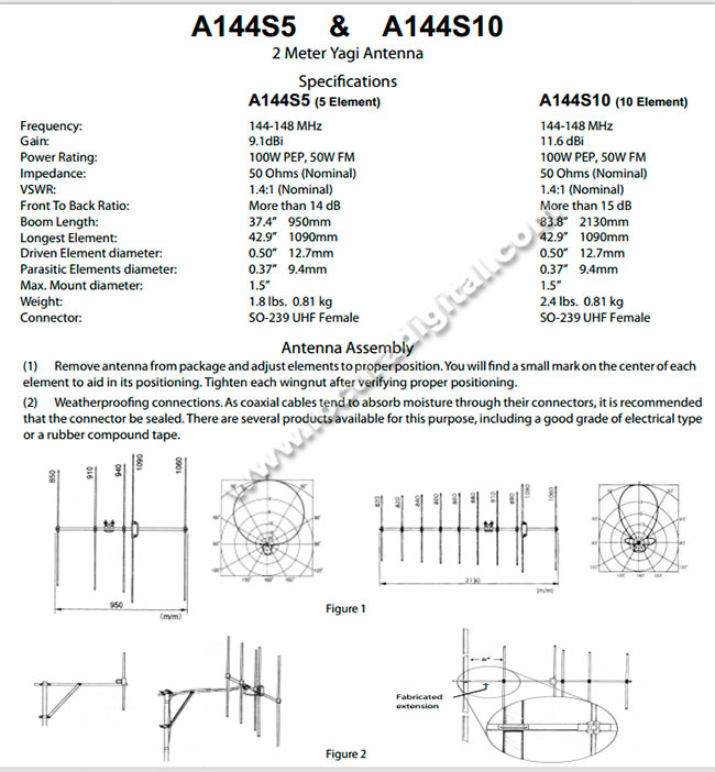 A144S10 DIAMOND Antena directiva 10 elementos para VHF