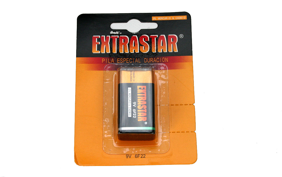 6F22 EXTRASTAR pilas Alkalina 9 voltios tipo R9