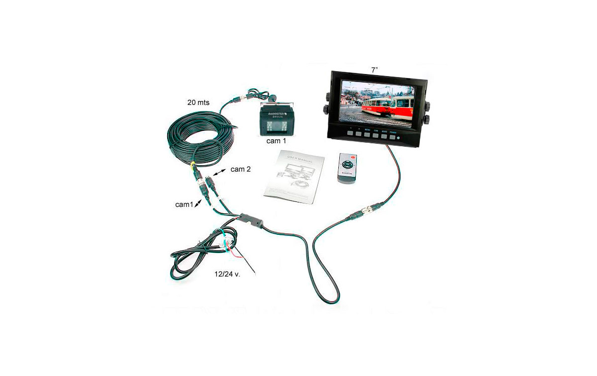 BRV-750WP-KIT1 BARRISTER MONITOR 7 PULGADAS WATERPROOF KIT DE CODICIONES EXTREMA Y CAMARA IP-68