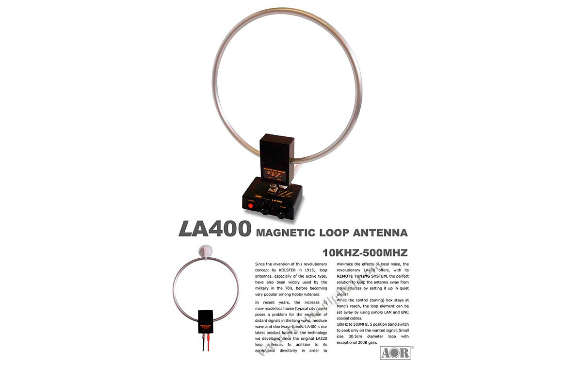 LA400 AOR Antena loop interior 10 kHz - 500 Mhz
