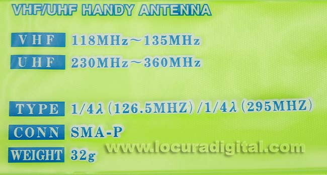 COMET AB35HS portable antenna for 118-136 MHz aircraft band and 230-360 MHz.