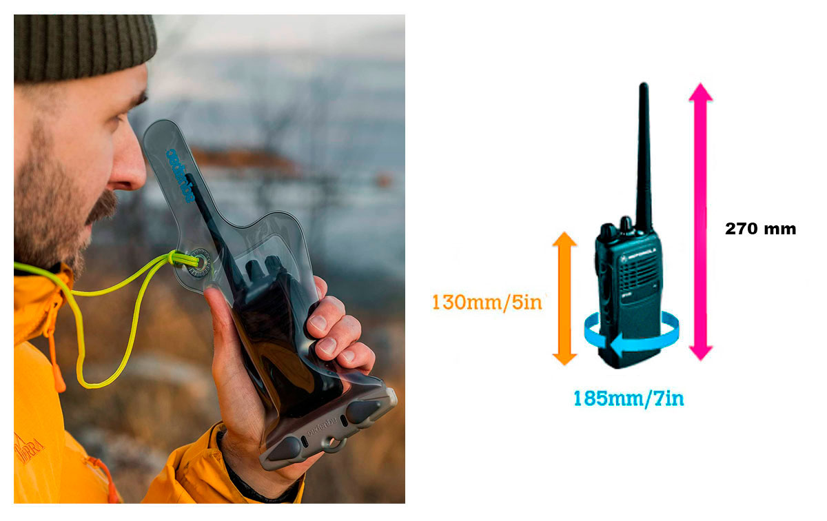 AQ208 AQUAPAC Funda impermeable para walkie talkies medida pequeña