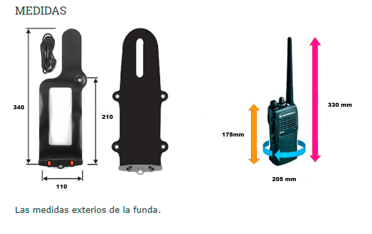 aq228 aquapac funda impermeable para walkie talkie medida media.