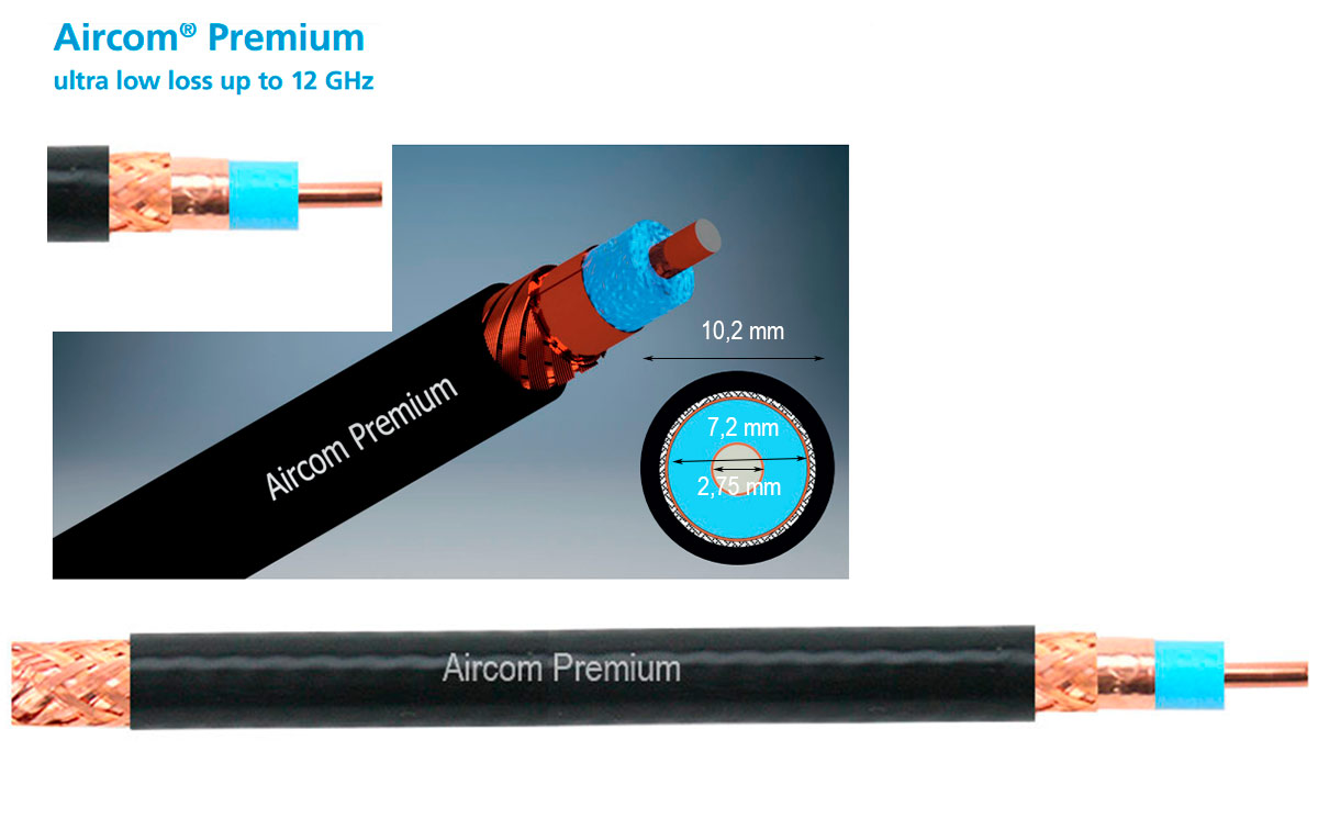 aircom premium ssb cable coaxial diametro 10,2 mm frecuencia 0 a12 ghz