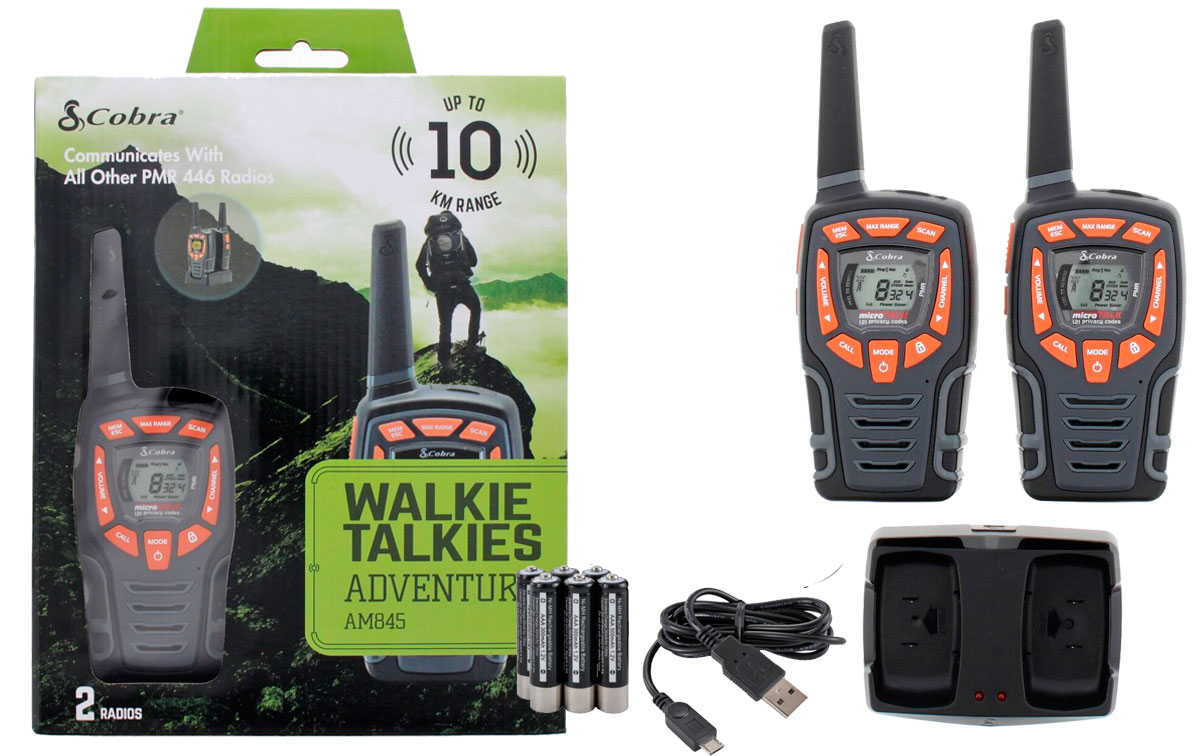 cobra am-845 pareja de walkies pmr uso libre color negro alcance 10 km