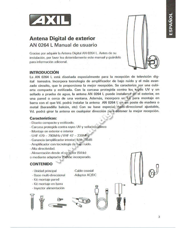 Axil AN0264L Antena Electronica TV Dig Terrestre Exterior. 