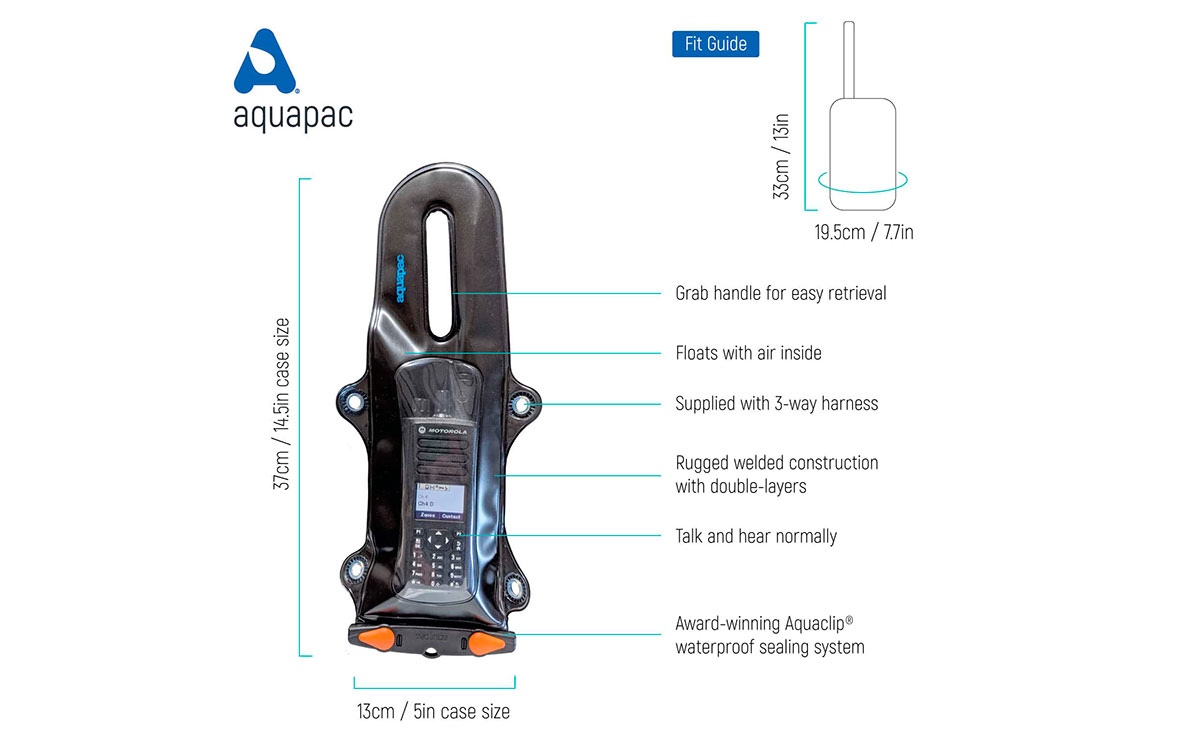 aq227 funda para walkies con arnes sumergibles, impermeabilice su walkies talkies y sujétela con seguridad en nuestro sistema de bloqueo dock.