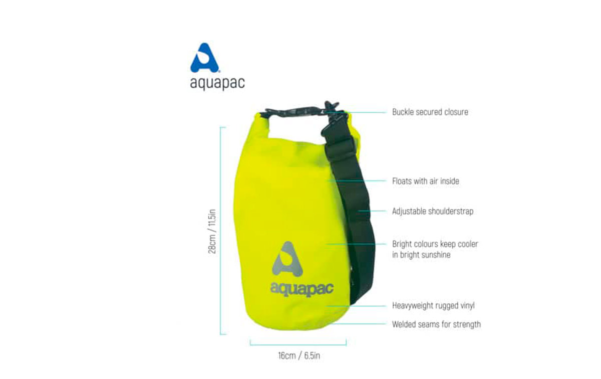 El proceso de sellado es muy sencillo: simplemente dobla la tapa tres veces para garantizar un sellado seguro y hermético. El color brillante de las bolsas facilita la identificación de tu equipo y evita que se calienten demasiado bajo la exposición solar. 