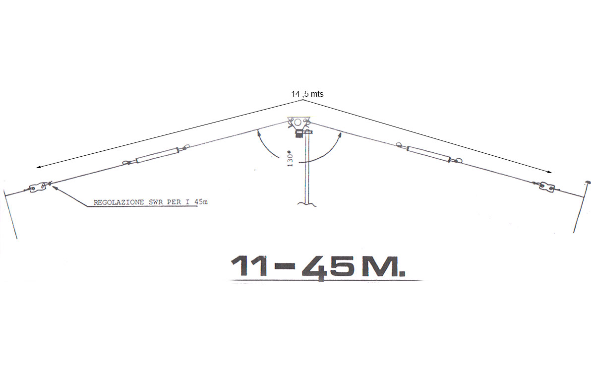 Antena Dipolo 11/45 metros ( 27 Mhz/ 7 Mhz)