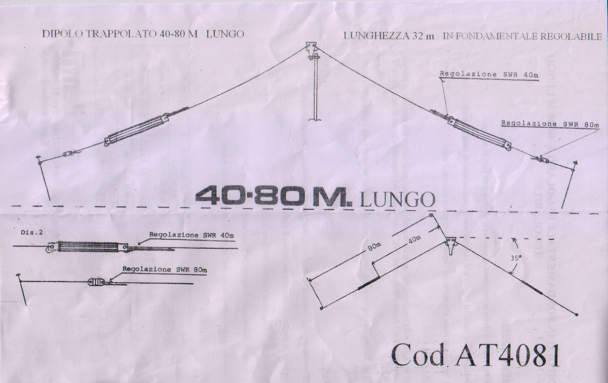 LEMM AT4081 Antena Dipolo bandas 40 (7 Mhz) 80 metros (3,5 Mhz)