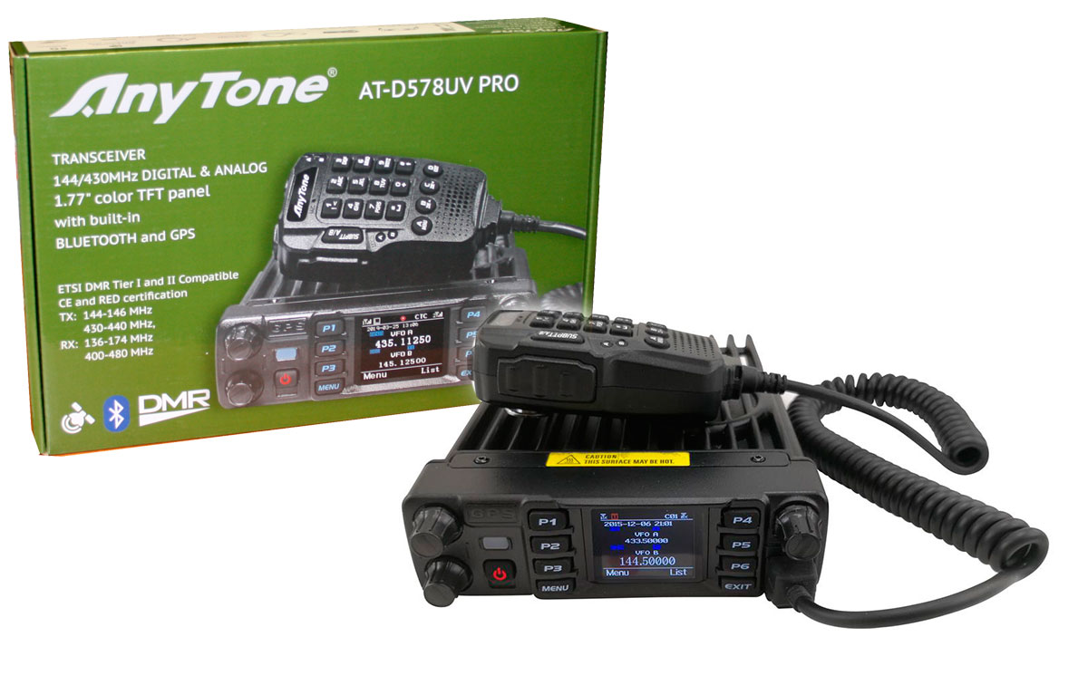 anytone atd-578uv-pro emisora analogica y digital dmr, doble banda 144/ 430 mhz con bluetooth, gps / aprs, full duplex