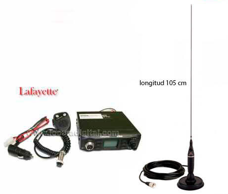 atena lafayette. emisora cb 27 mhz. am/fm 4 watios. color negro. emisora completa con conector de mechero antenas iman cobrahga 1500 c