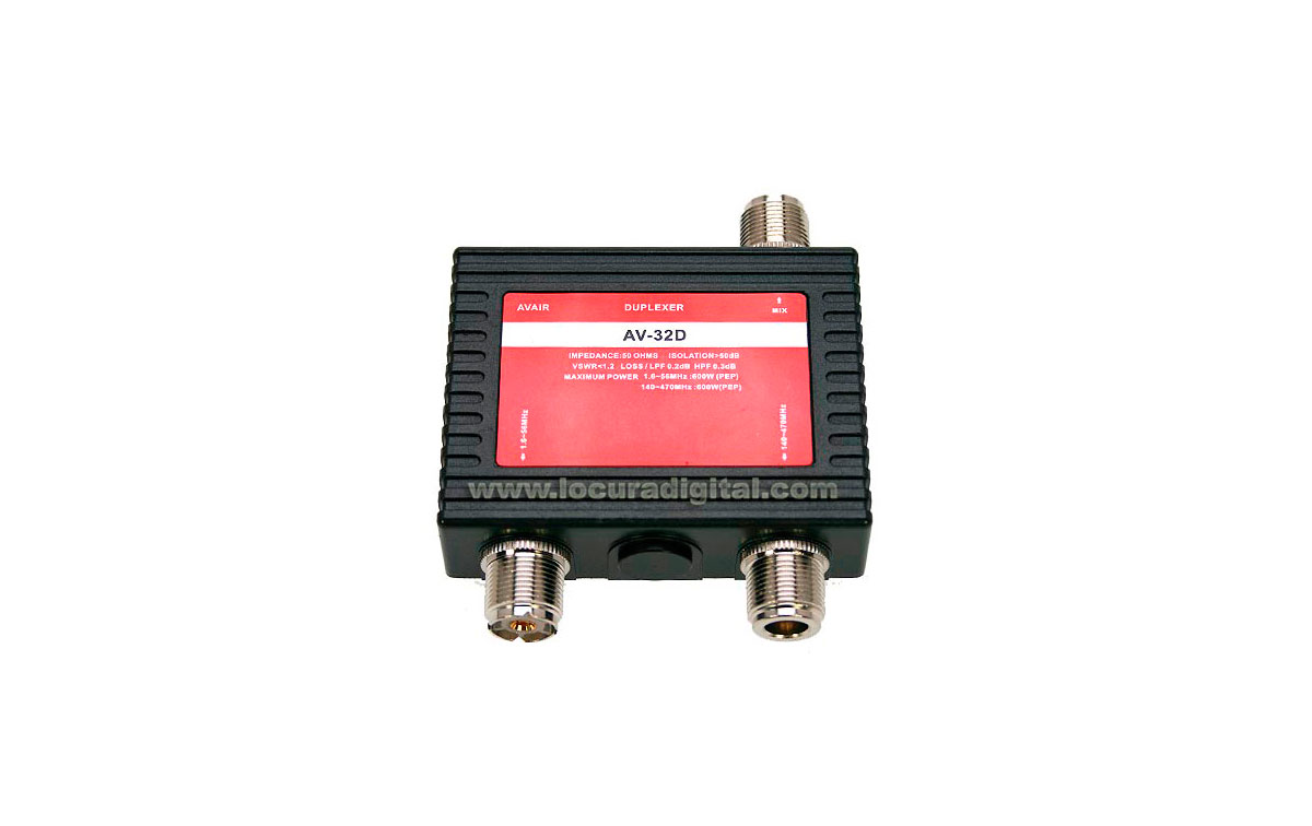 AV32D AVAIR Duplexor 1 entrada , 2 salidas 1,6-56 Mhz./ 140-470 Mhz.