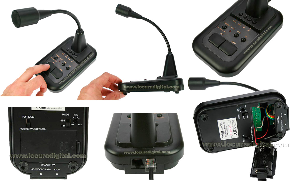 AV508 Microfono de sobremesa para YAESU FT-897 - FT-857 - FT450 y equipos Yaesu conexion de microfo RJ-45 8 pins.