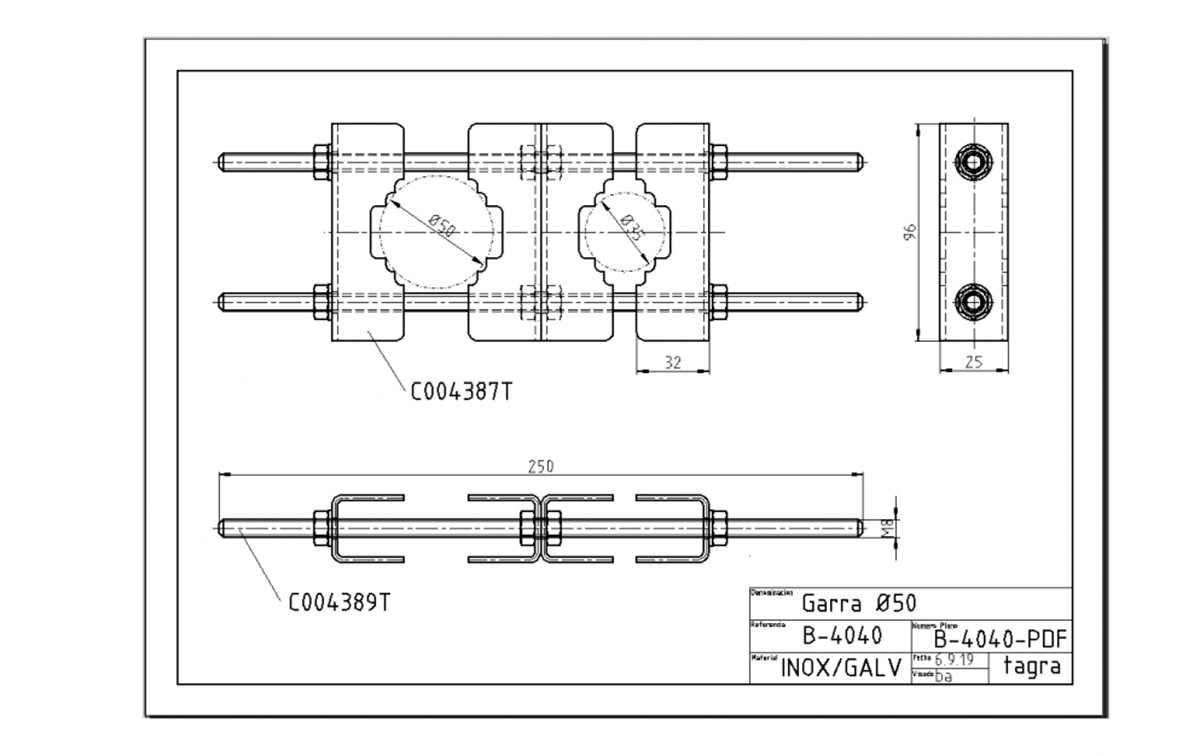 TAGRA B-4040 Garras acero galvanizado varillas roscada M8