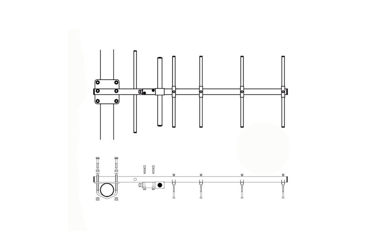 BANTEN14057 BANTEN YAGUI UHF 6 Elementos 385-470 Mhz ganancia 10 dBi. Fabricada en ACERO INOXIDABLE