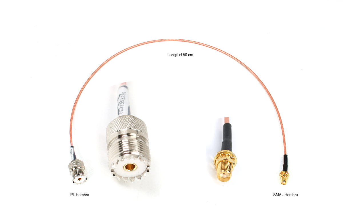 cable conexión 50 cm rg-316 sma hembra - pl259 hembra