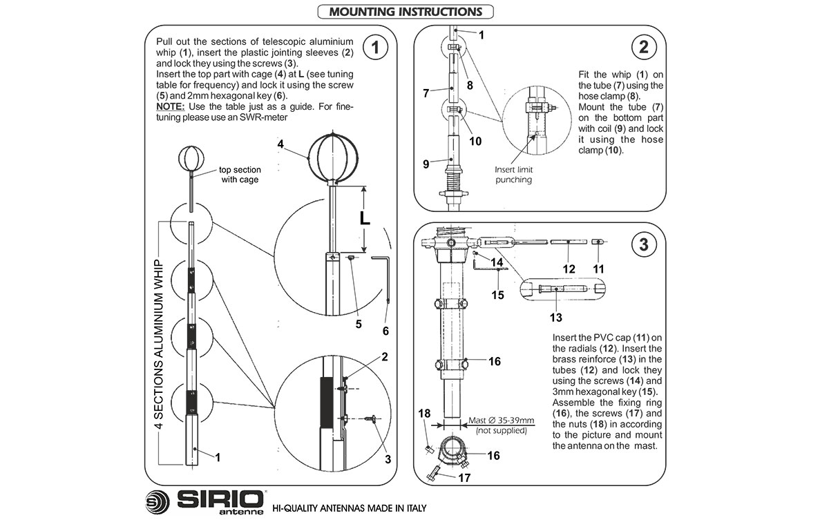 SIRIO BLIZZARD 2700 Antena base CB 27 Mhz Longitud 6,7 Mts