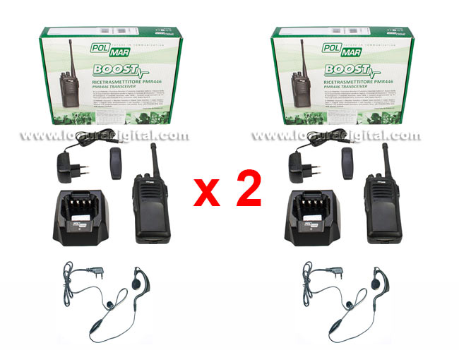 POLMAR BOOST Walkie Talkie PMR446 Uso libre Profesional 16 canales ! REGALO 2 PINGANILLO PIN-19K ! 