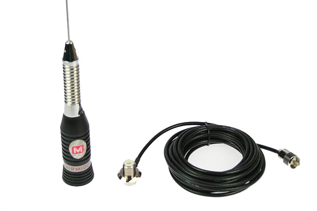 MIRMINDON BRAVO-150. Antena CB 27 Mhz, 148 cm., con muelle base rosca PL cable 5,5 mts con PL incluido, Longitud antena 148cm 