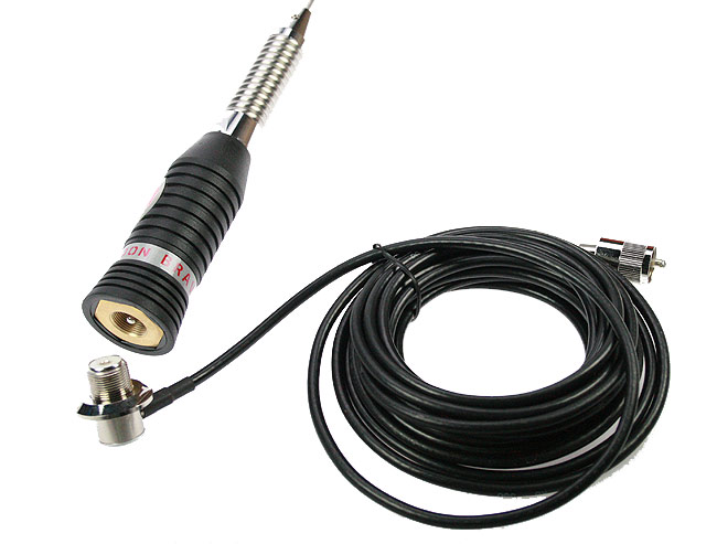 MIRMINDON BRAVO-150. Antena CB 27 Mhz, 148 cm., con muelle base rosca PL cable 5,5 mts con PL incluido, Longitud antena 148cm 