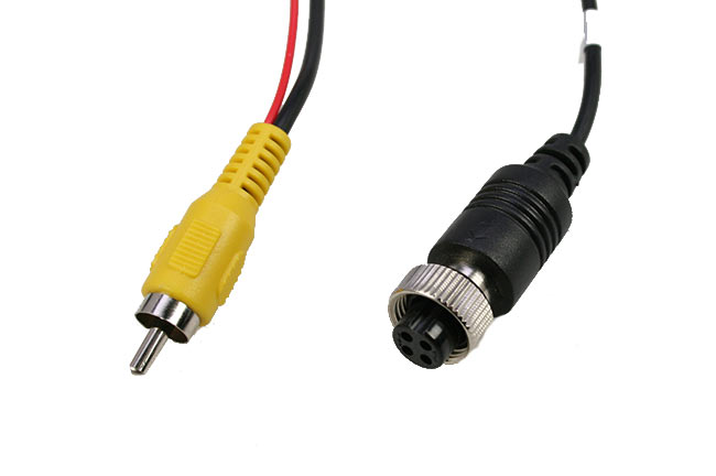 BRV022 BARRISTER Cable adaptación Conector 4 pins hembra a RCA Macho con alimentación para camaras grandes.