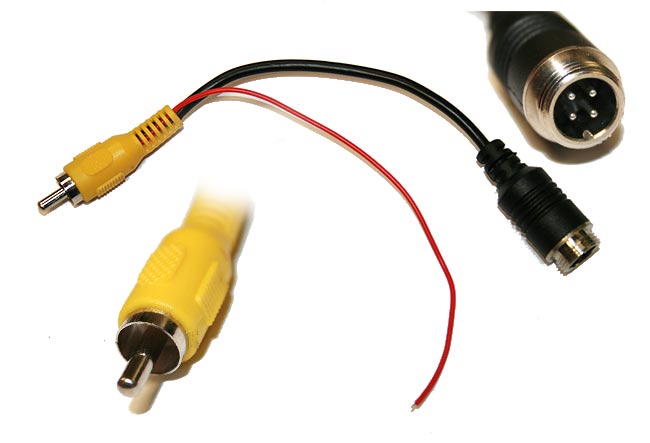 brv020 Barrister adapter cable with 4-pin connector to RCA. Length 18 cm.